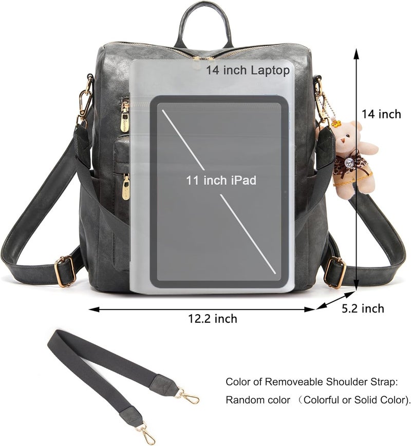 Soperwillton Women Backpack Purse Multipurpose Design Handbags Shoulder Bag PU Leather Travel bag Backpack Set 2pcs - Image 5